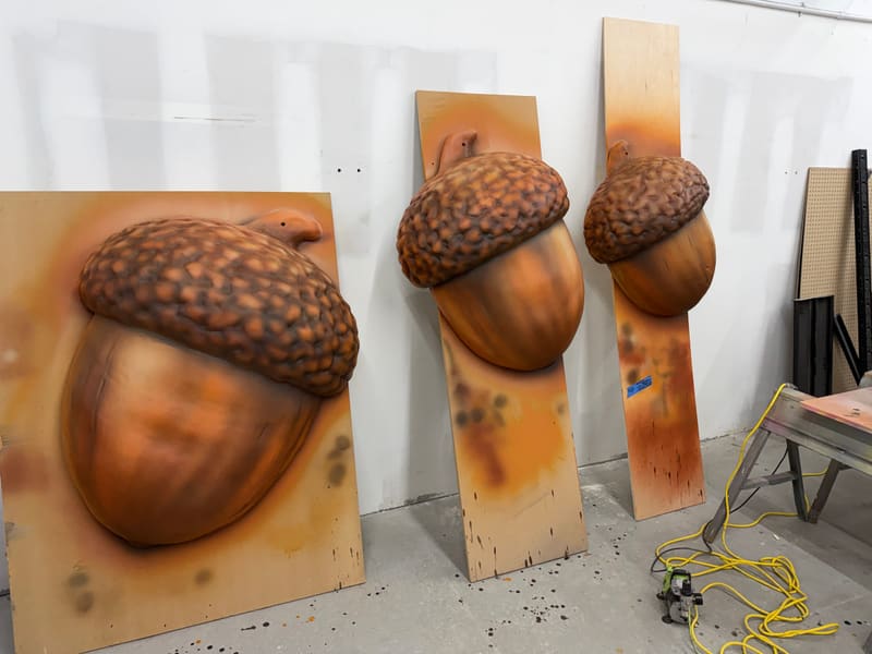 3D Acorns on a Canva Billboard