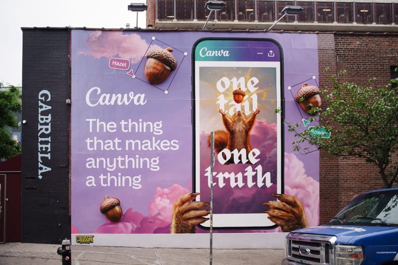 3D Acorns on a Canva Billboard