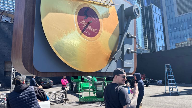 Giant Turntable Billboard for the Michael Premiere