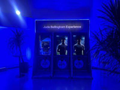 Integrated display and sound booths for EA Sports Investors Day