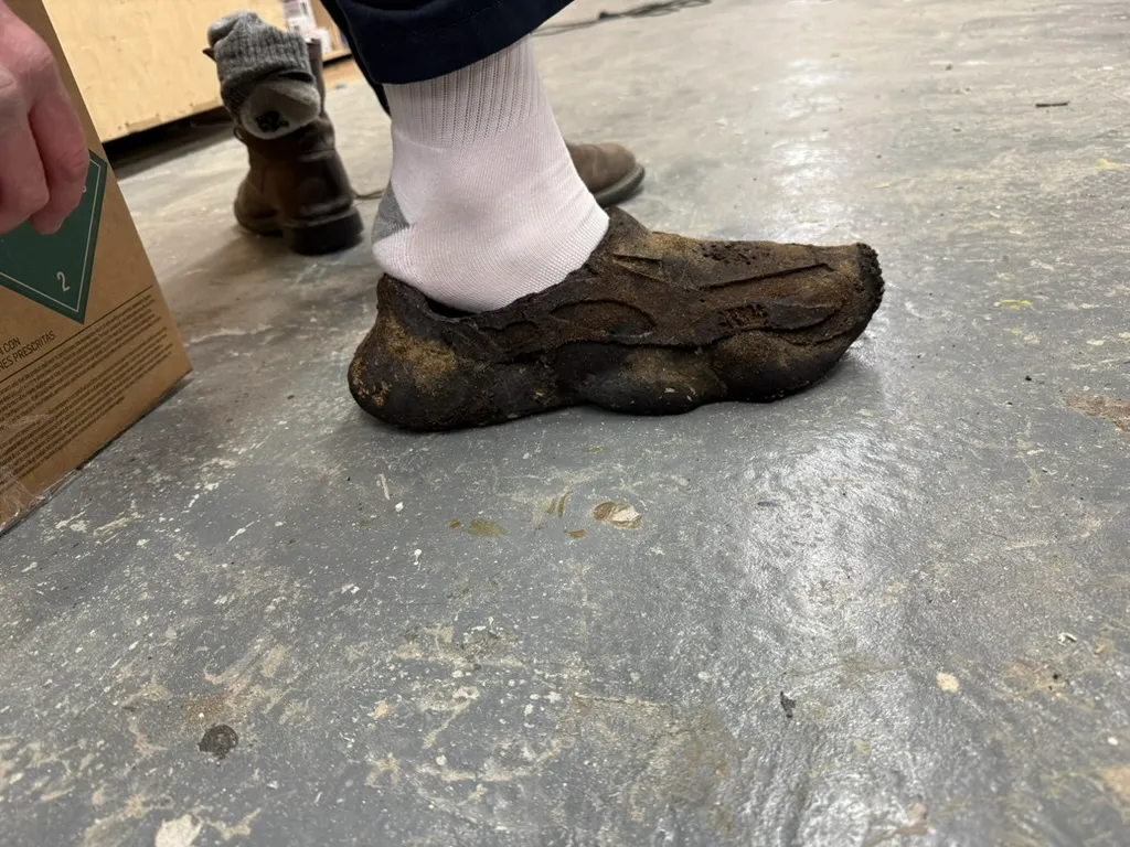 A Dirt Shoe being worn during the walk test