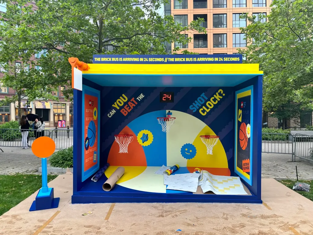 The finished Beat the Bus game shelter with its countdown clock