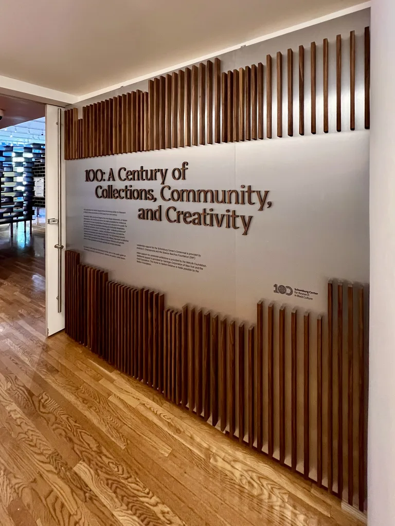 Intro wall for 100: A Century of Collections, Community, and Creativity